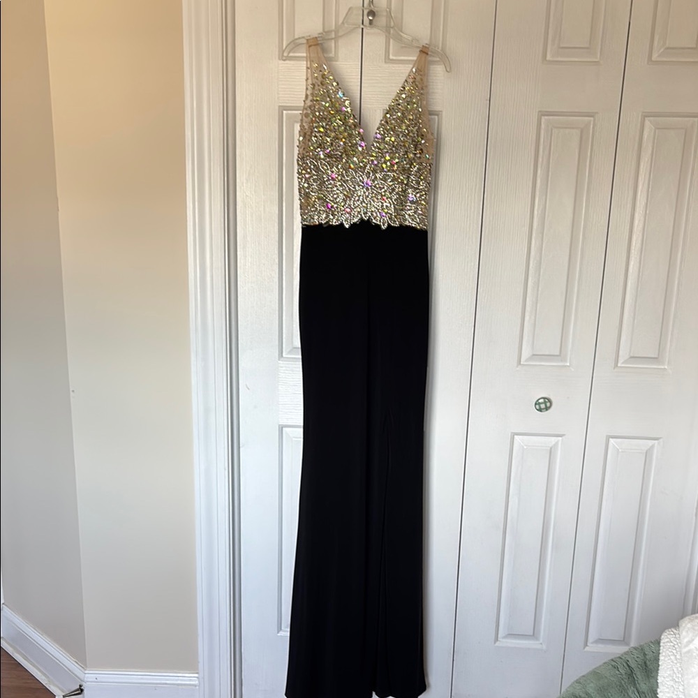 Elegant Black and Silver Evening Dress
